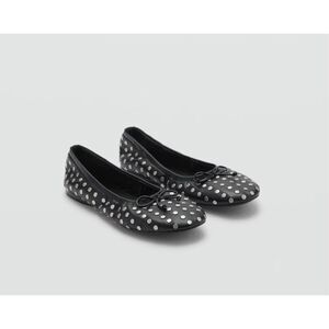 MNG BY MANGO Studded Bow Ballerina Flats Black 39 US 8.5 NEW